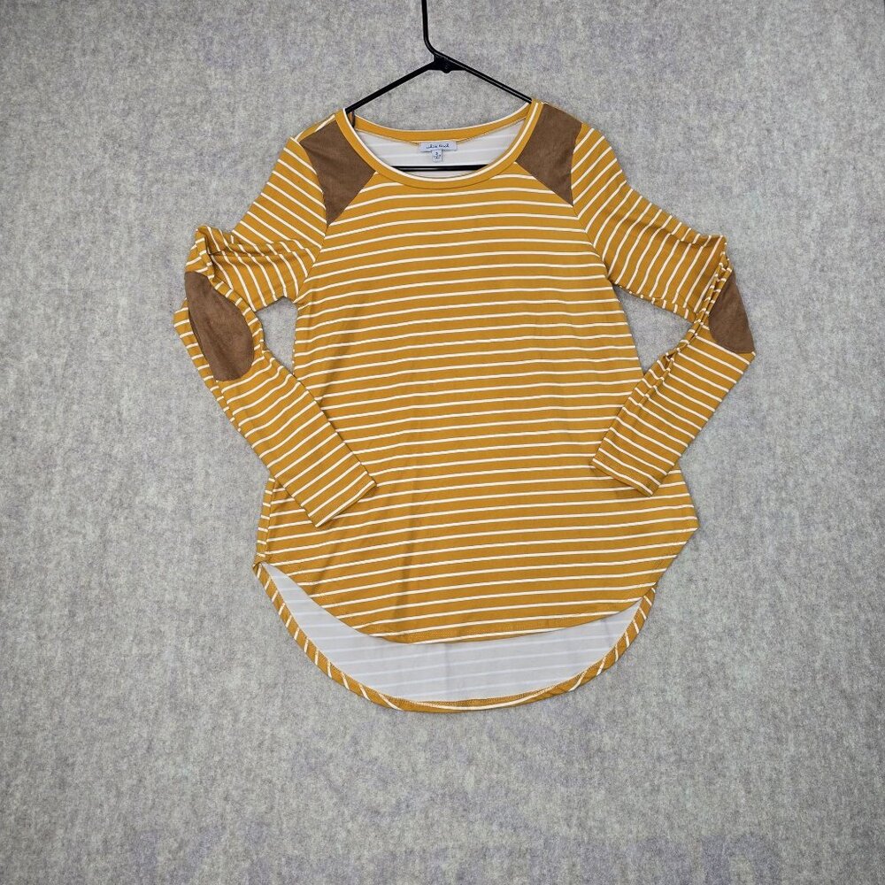 White Birch Womens Mustard Yellow & White Striped Long Sleeve Top S